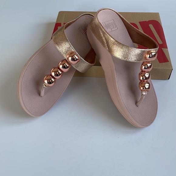 NWT Fit Flop Francheska Glitzy Toe Thongs Rose Gold 6 - Picture 16 of 16